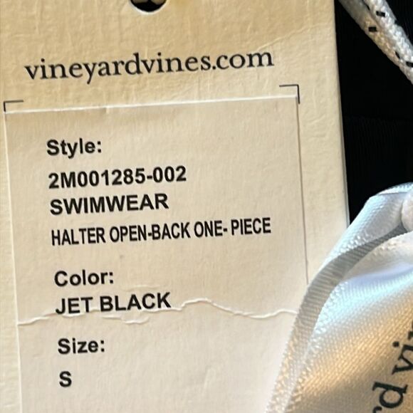 New! Vineyard Vines Halter Open-Back Swimsuit One-Piece Jet Black - Picture 14 of 14